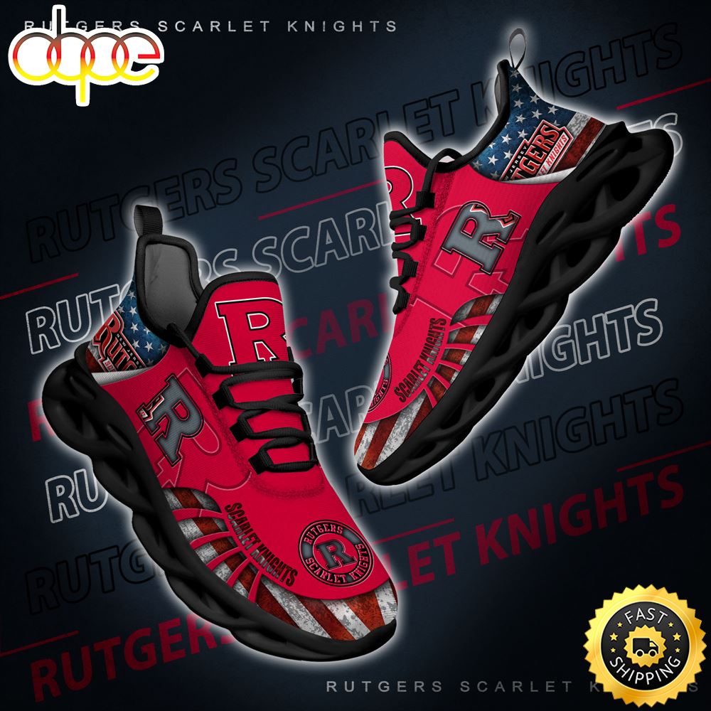 NCAA Rutgers Scarlet Knights Black And White Clunky Shoes New Style For Fans