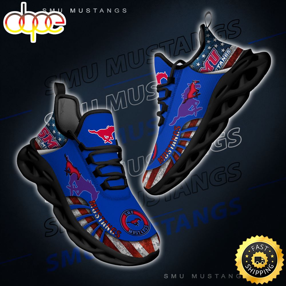 NCAA SMU Mustangs Black And White Clunky Shoes New Style For Fans