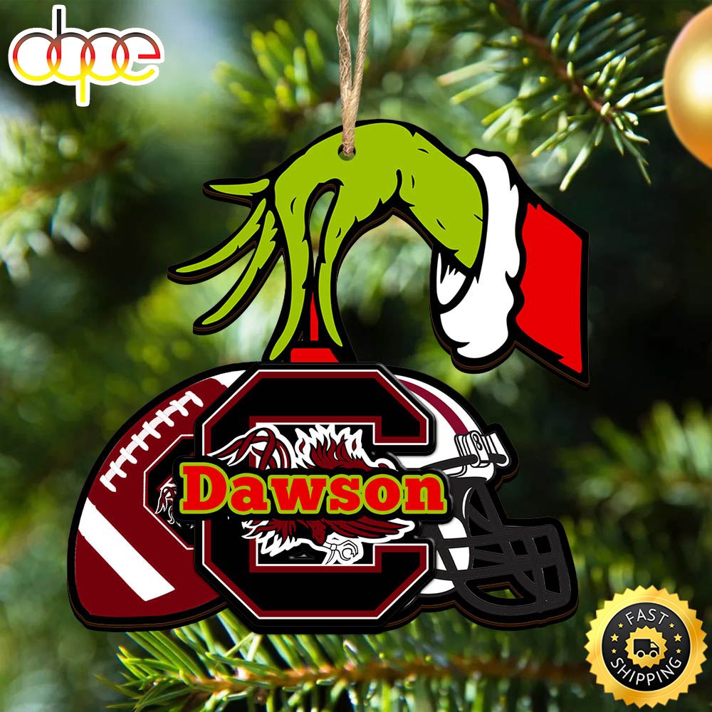 South Carolina Gamecocks Personalized Your Name Grinch And Football Ornament
