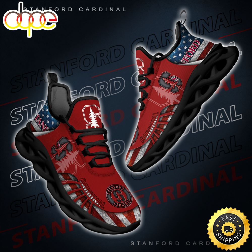 NCAA Stanford Cardinal Black And White Clunky Shoes New Style For Fans