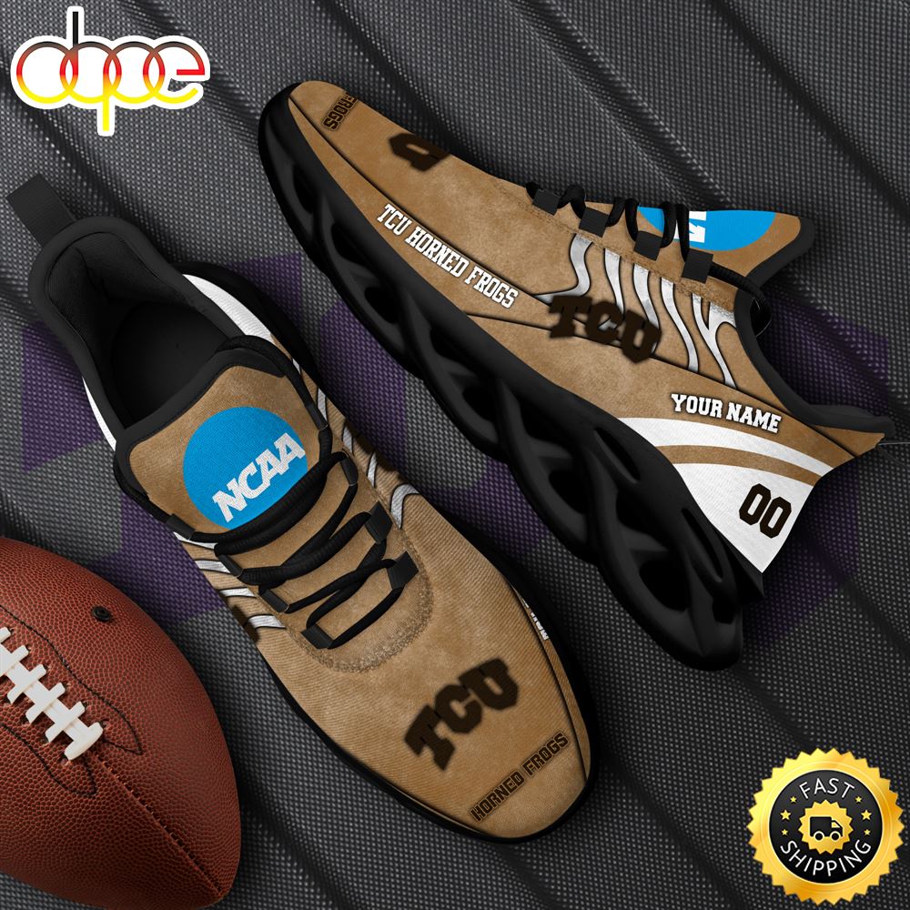 NCAA TCU Horned Frogs Black Max Soul Shoes, White Max Soul Shoes Custom Your Name And Number