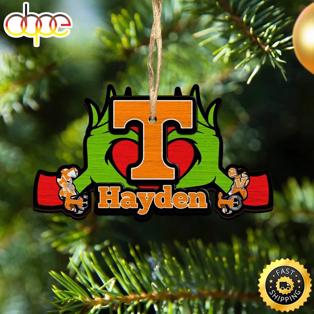 NCAA Tennessee Volunteers Grinch Christmas Ornament Personalized Your Name