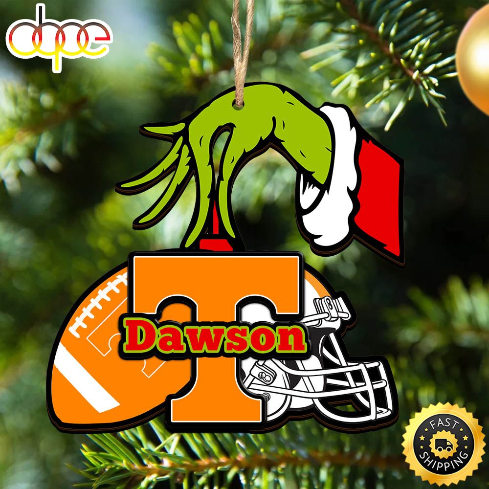 Tennessee Volunteers Personalized Your Name Grinch And Football Ornament