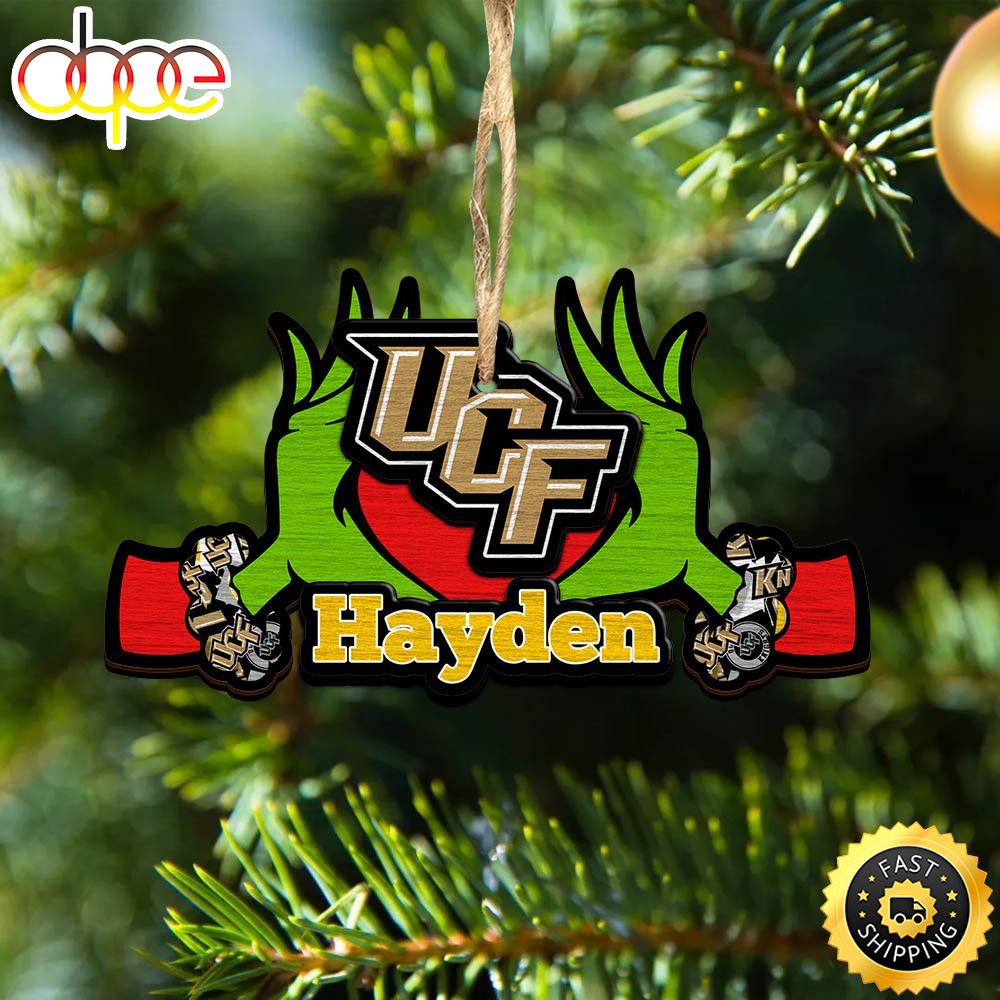NCAA UCF Knights Grinch Christmas Ornament Personalized Your Name