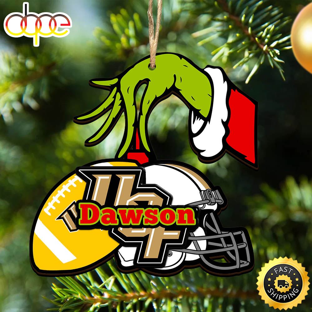 UCF Knights Personalized Your Name Grinch And Football Ornament