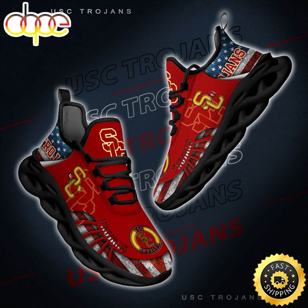 NCAA USC Trojans Black And White Clunky Shoes New Style For Fans