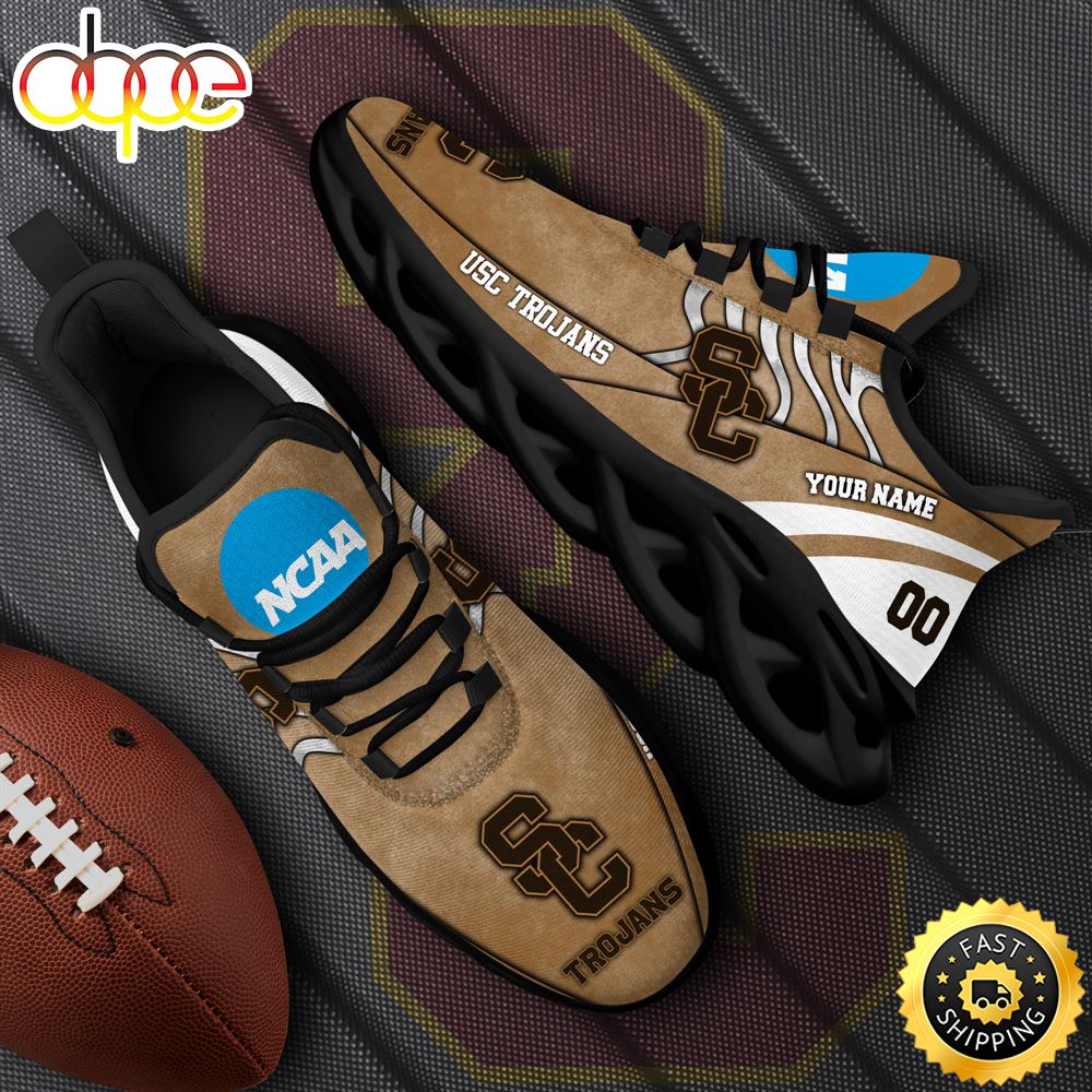 NCAA USC Trojans Black Max Soul Shoes White Max Soul Shoes Custom Your Name And Number Cj6sz6.jpg