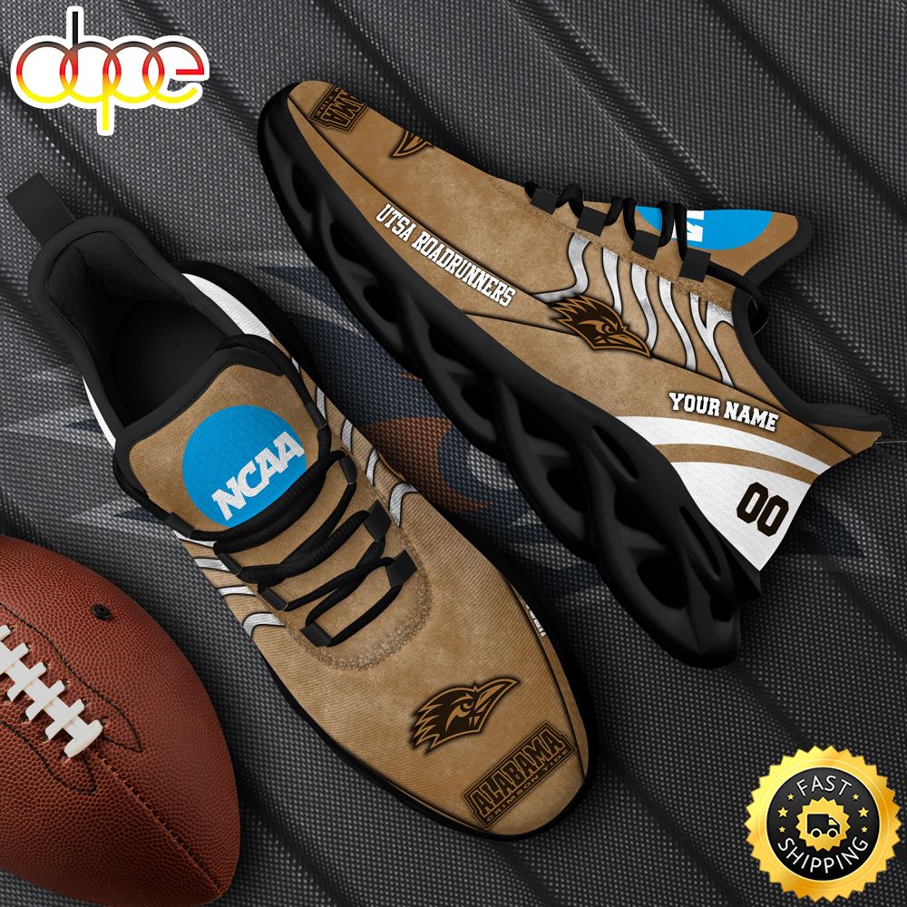 NCAA UTSA Roadrunners Black Max Soul Shoes, White Max Soul Shoes Custom Your Name And Number