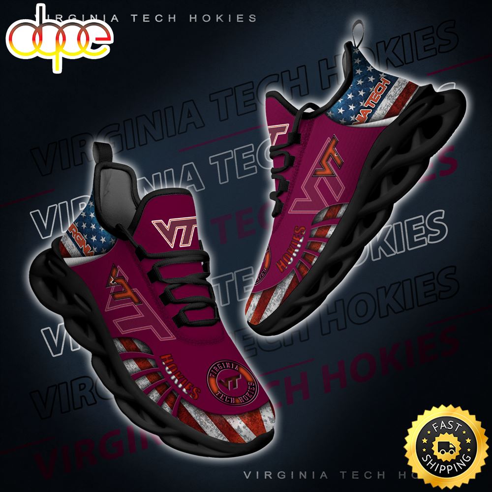 NCAA Virginia Tech Hokies Black And White Clunky Shoes New Style For Fans