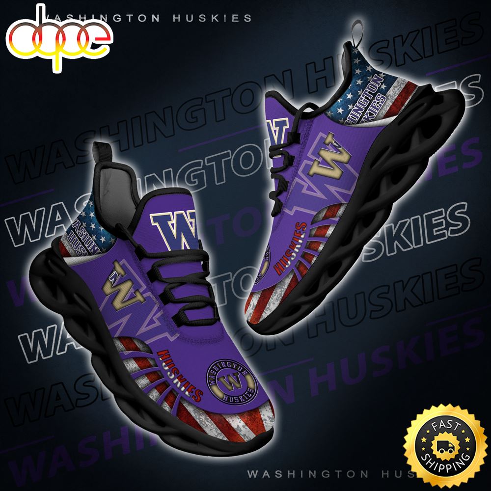 NCAA Washington Huskies Black And White Clunky Shoes New Style For Fans