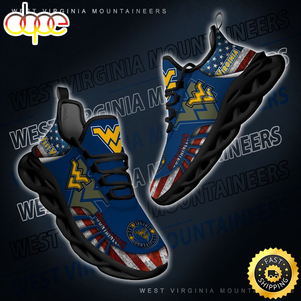 NCAA West Virginia Mountaineers Black And White Clunky Shoes New Style For Fans Wstxoj.jpg