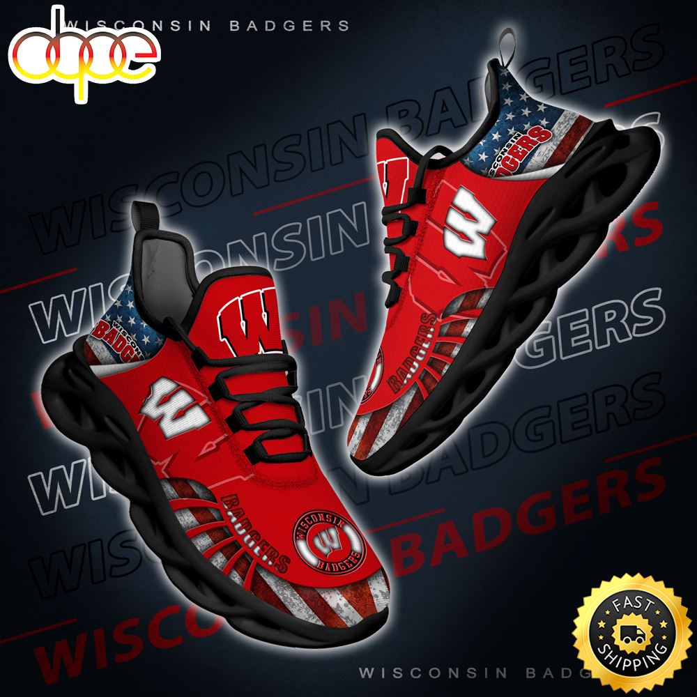 NCAA Wisconsin Badgers Black And White Clunky Shoes New Style For Fans