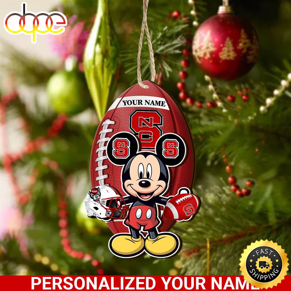 NC State Wolfpack And Mickey Mouse Ornament Personalized Your Name