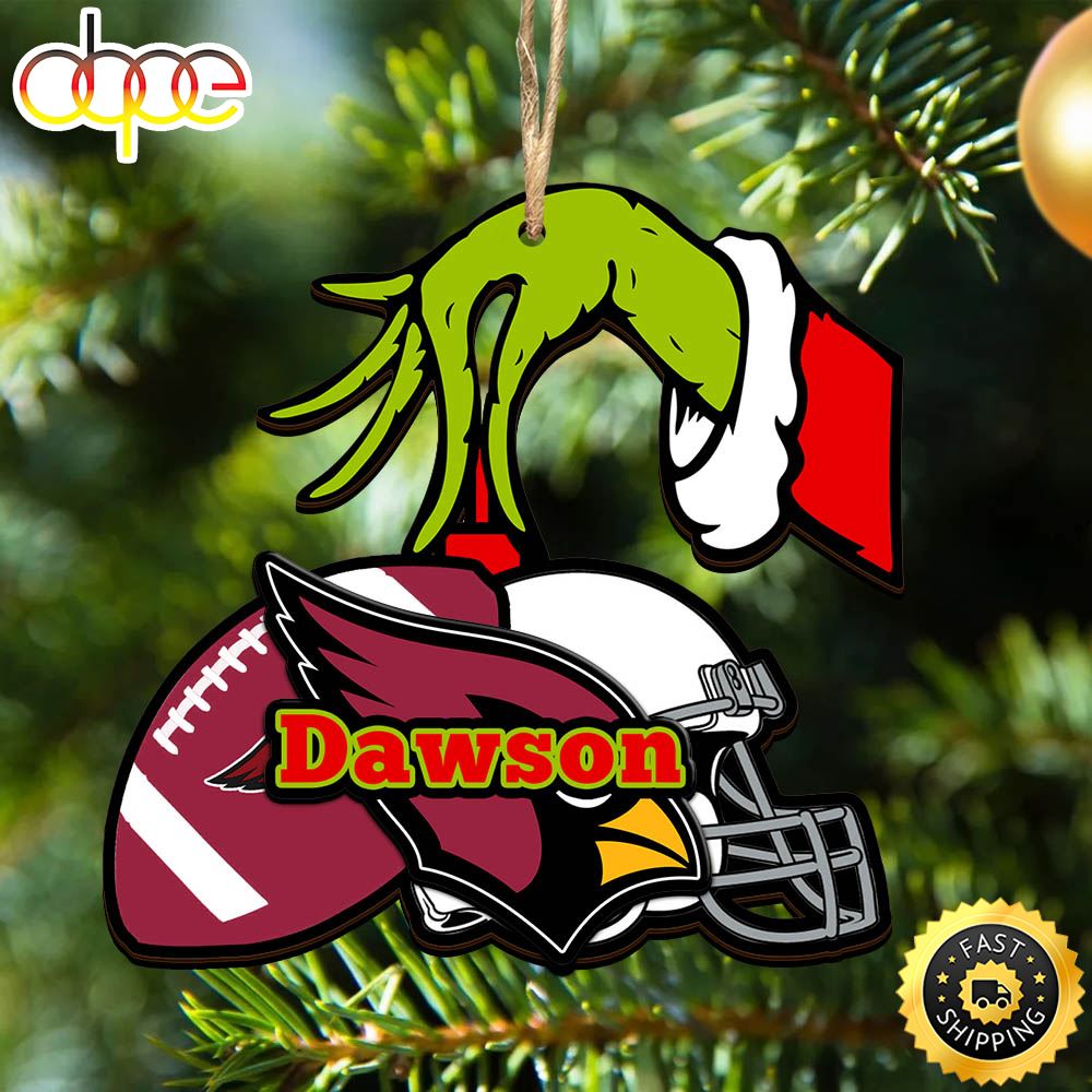 NFL Arizona Cardinals Personalized Your Name Grinch And Football Ornament Tofvtx