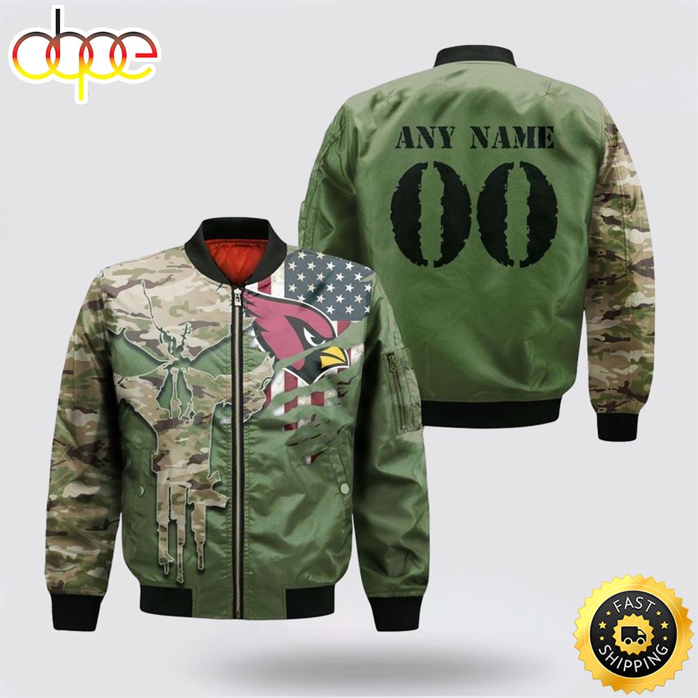 NFL Arizona Cardinals Special Camo Design For Veterans Day Bomber Jacket