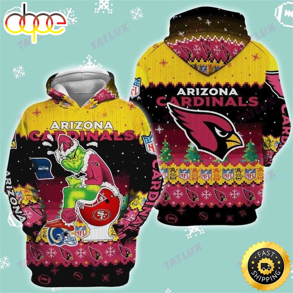 NFL Arizona Cardinals The Grinch Ugly Christmas Pullover Hoodie H9wiif