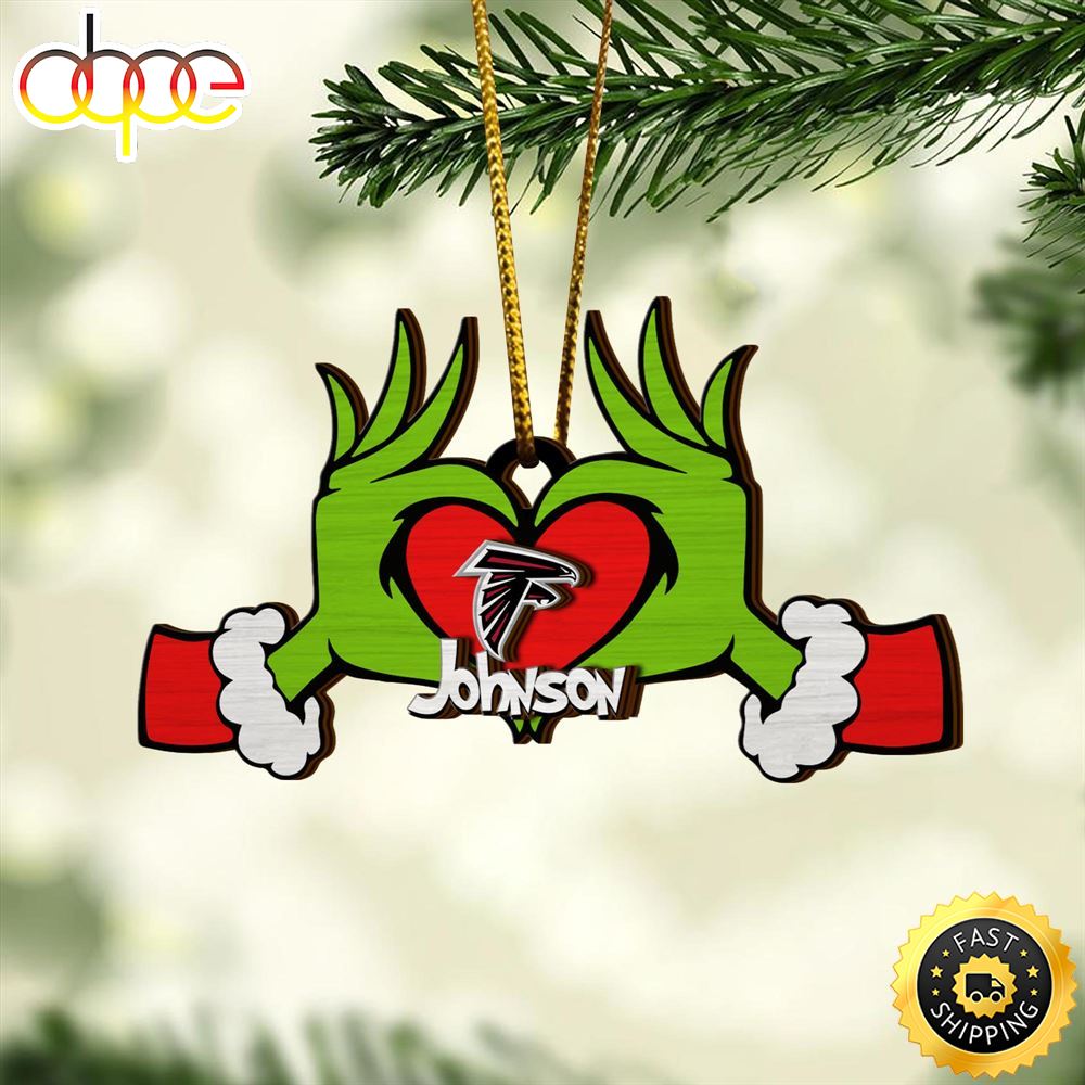 NFL Atlanta Falcons And Grinch Xmas Ornament Custom Your Name