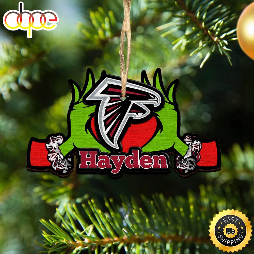NFL Atlanta Falcons Grinch Christmas Ornament Personalized Your Name