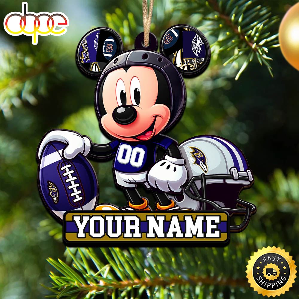 NFL Baltimore Ravens Mickey Mouse Ornament Personalized Your Name