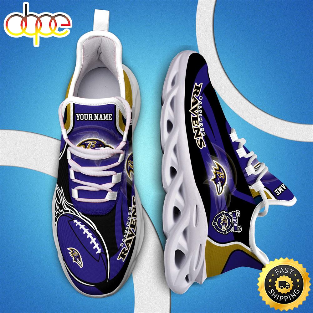 NFL Baltimore Ravens White C Sneakers Personalized Your Name
