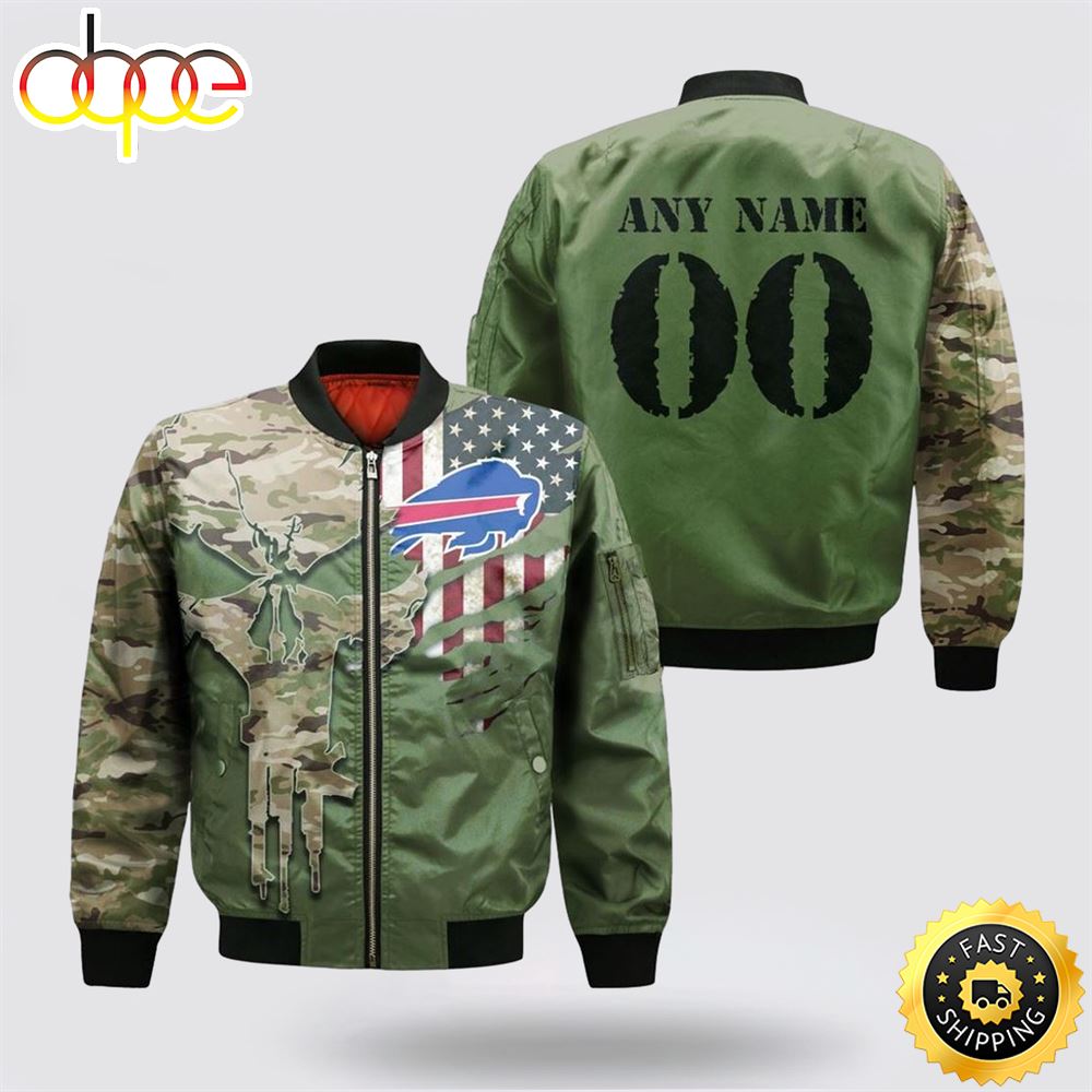 NFL Buffalo Bills Special Camo Design For Veterans Day Bomber Jacket