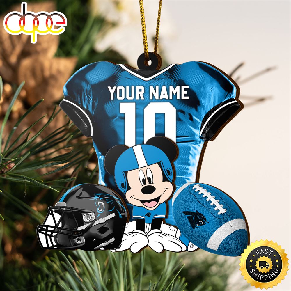 NFL Carolina Panthers Mickey Mouse Christmas Ornament Custom Your Name And Number M9djhq.jpg