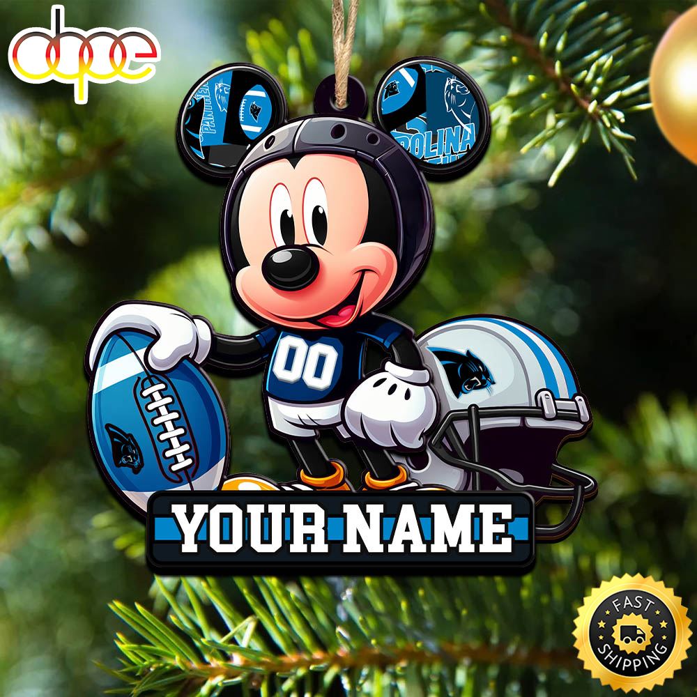 NFL Carolina Panthers Mickey Mouse Ornament Personalized Your Name