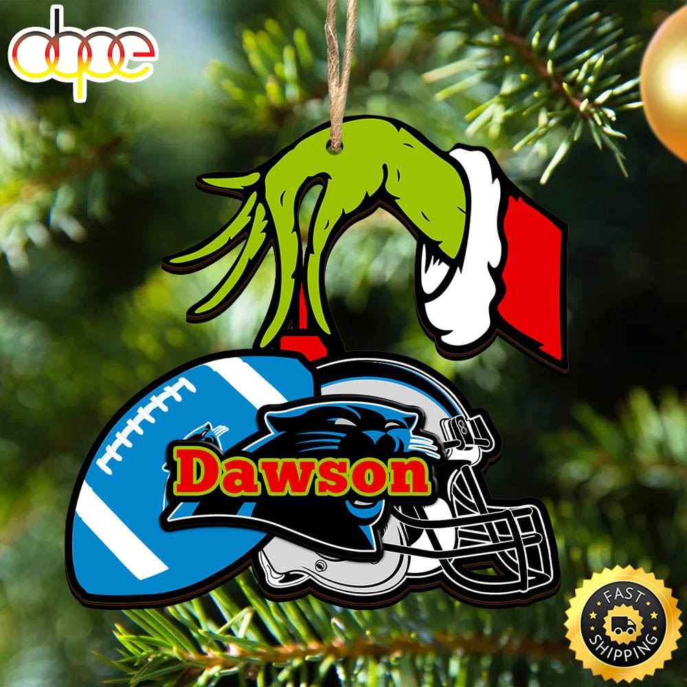 NFL Carolina Panthers Personalized Your Name Grinch And Football Ornament Czwjiz
