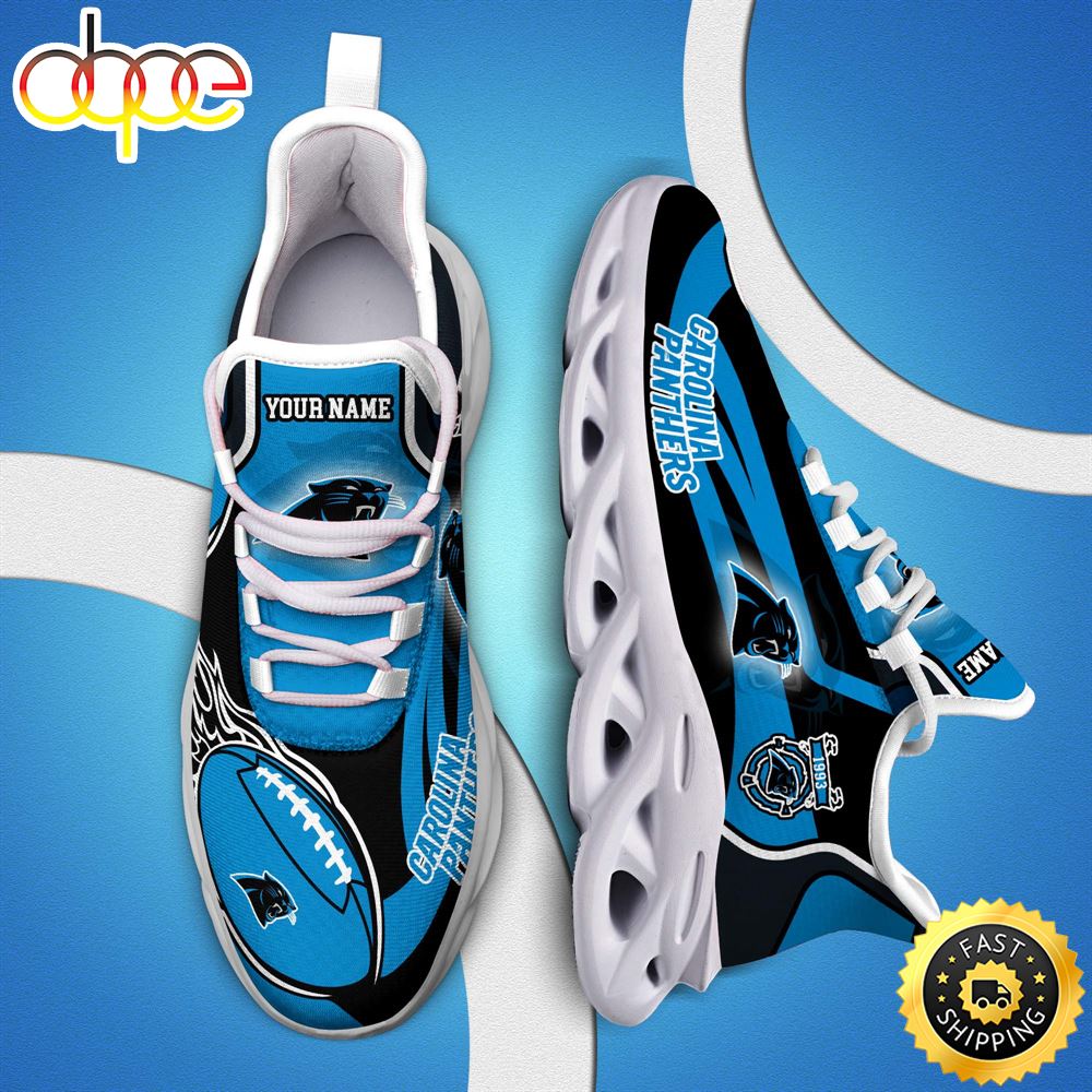 NFL Carolina Panthers White C Sneakers Personalized Your Name