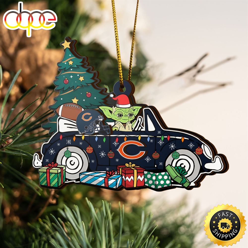 NFL Chicago Bears And Baby Yoda Christmas Ornament