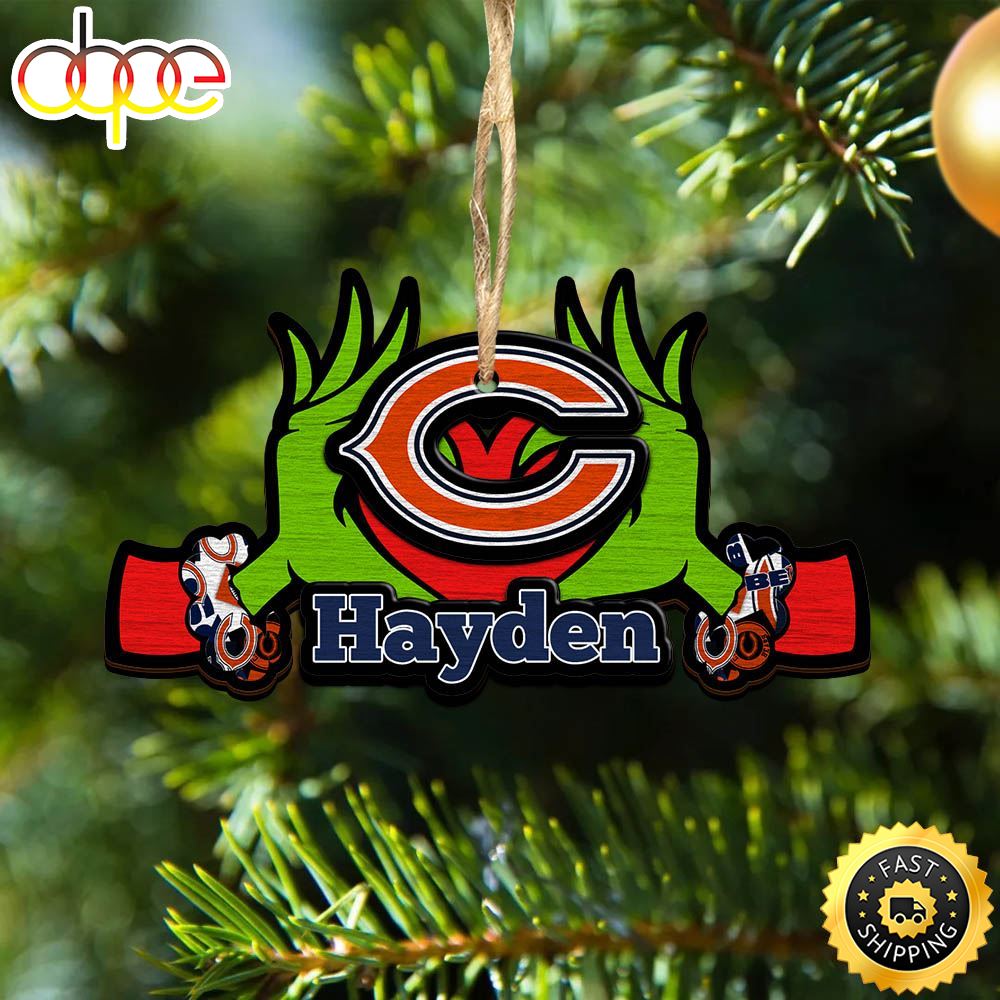 NFL Chicago Bears Grinch Christmas Ornament Personalized Your Name