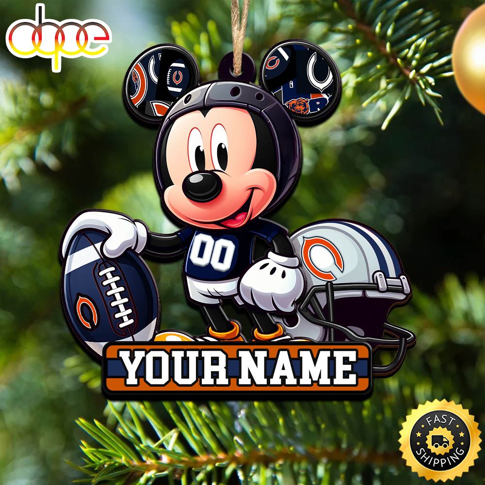 NFL Chicago Bears Mickey Mouse Ornament Personalized Your Name
