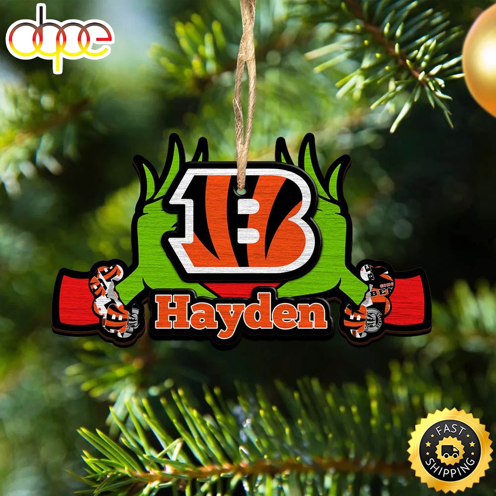 NFL Cincinnati Bengals Grinch Christmas Ornament Personalized Your Name