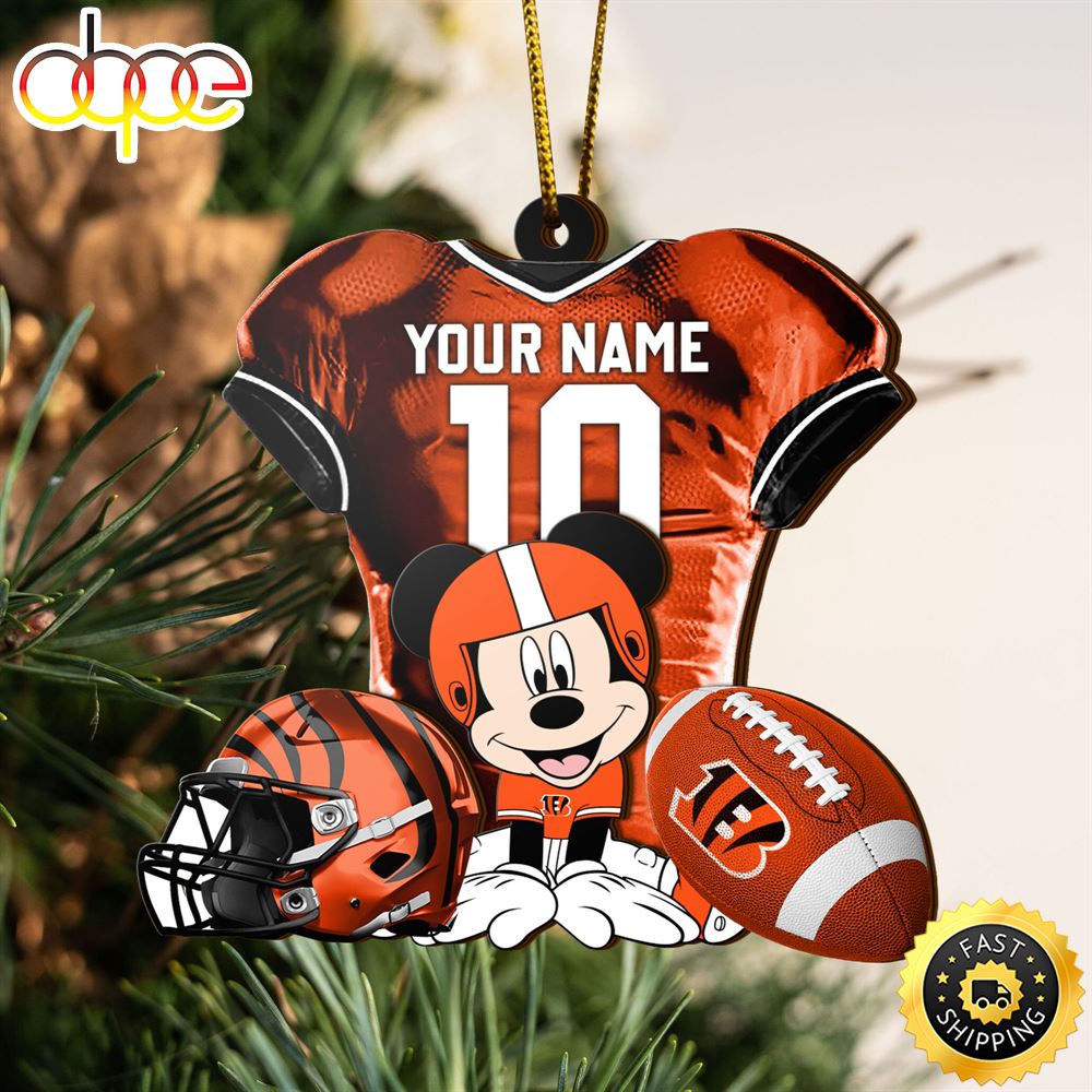 NFL Cincinnati Bengals Mickey Mouse Christmas Ornament Custom Your Name And Number Uwgqff.jpg