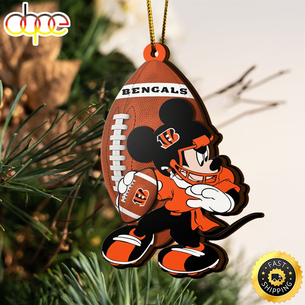 NFL Cincinnati Bengals Mickey Mouse Christmas Ornament
