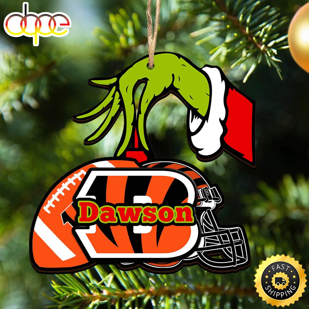 NFL Cincinnati Bengals Personalized Your Name Grinch And Football Ornament Rfzdvx