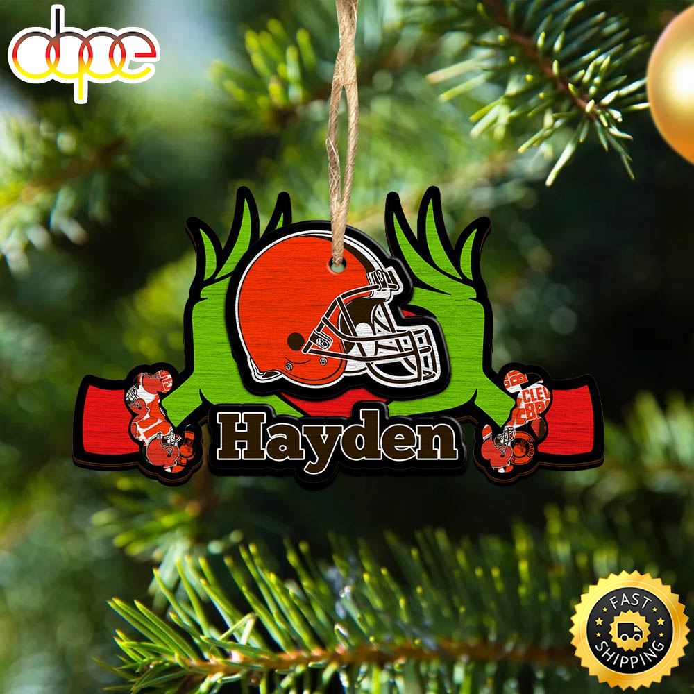 NFL Cleveland Browns Grinch Christmas Ornament Personalized Your Name