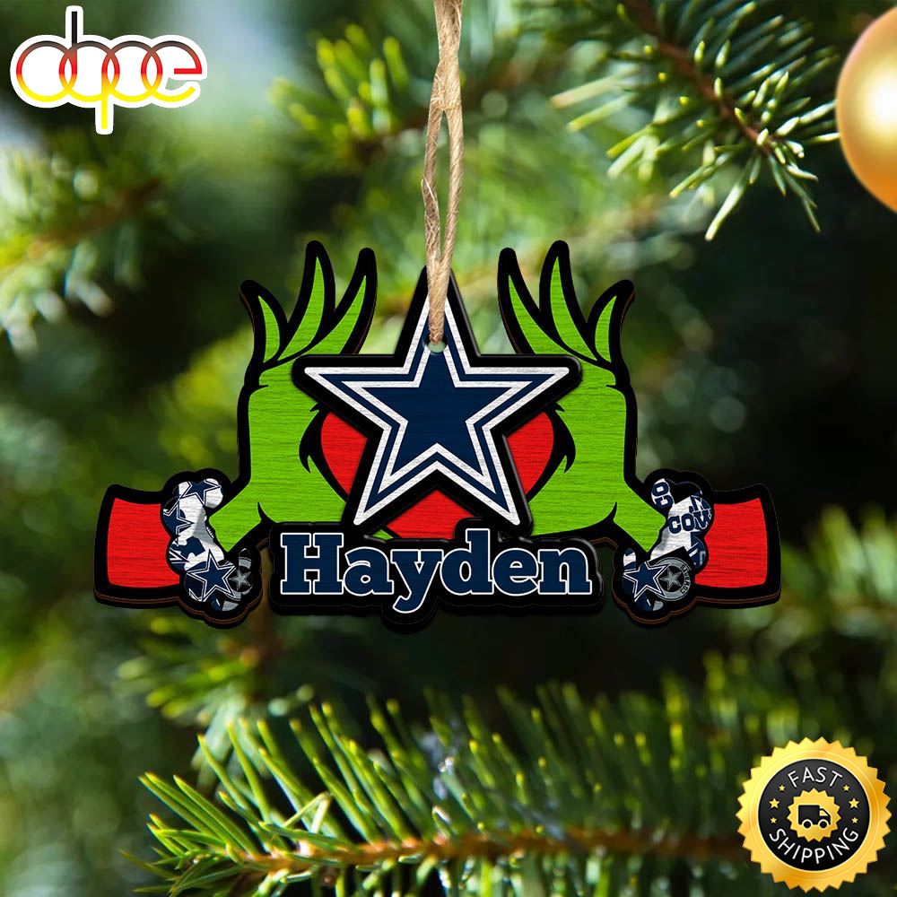 NFL Dallas Cowboys Grinch Christmas Ornament Personalized Your Name