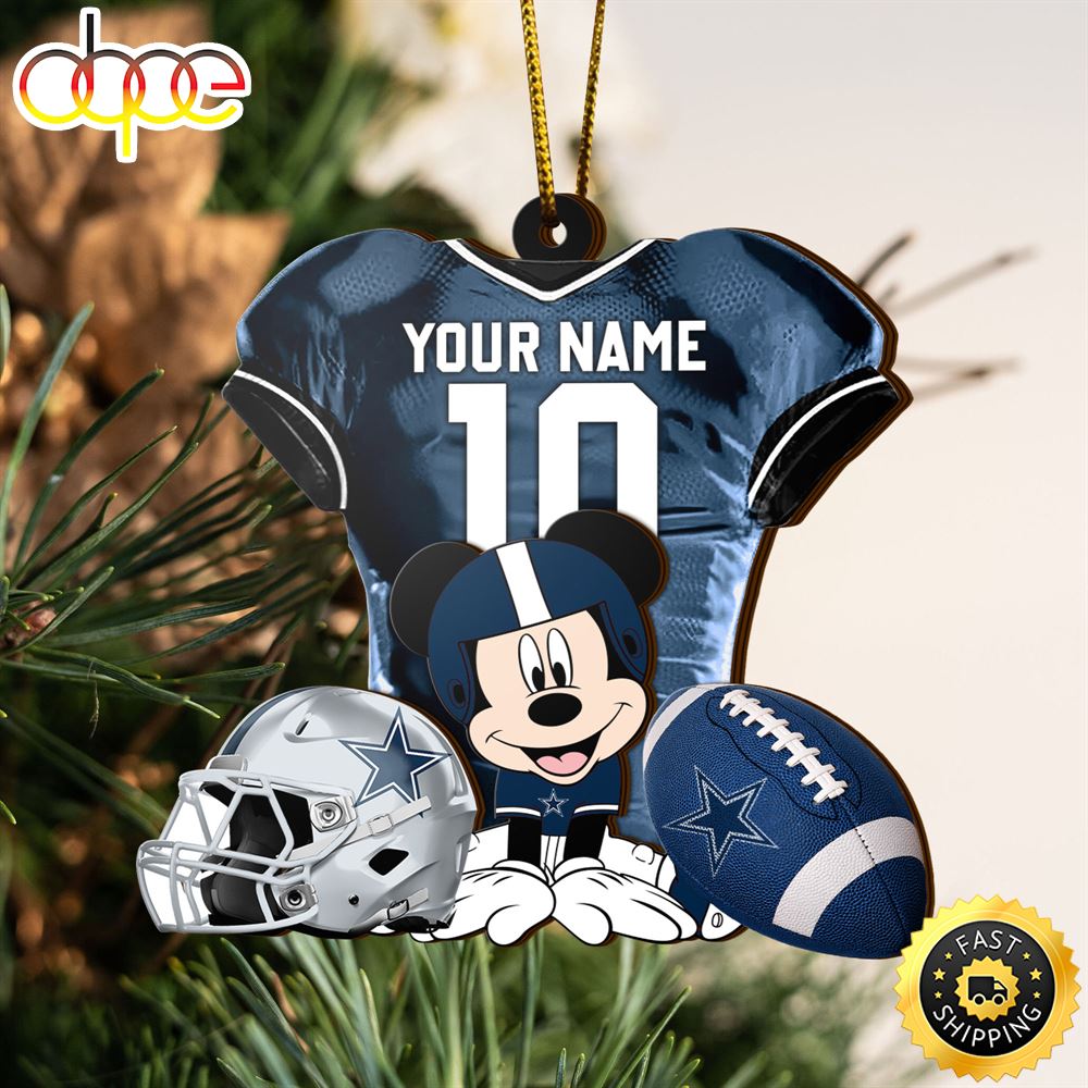 NFL Dallas Cowboys Mickey Mouse Christmas Ornament Custom Your Name And Number Muhlns.jpg
