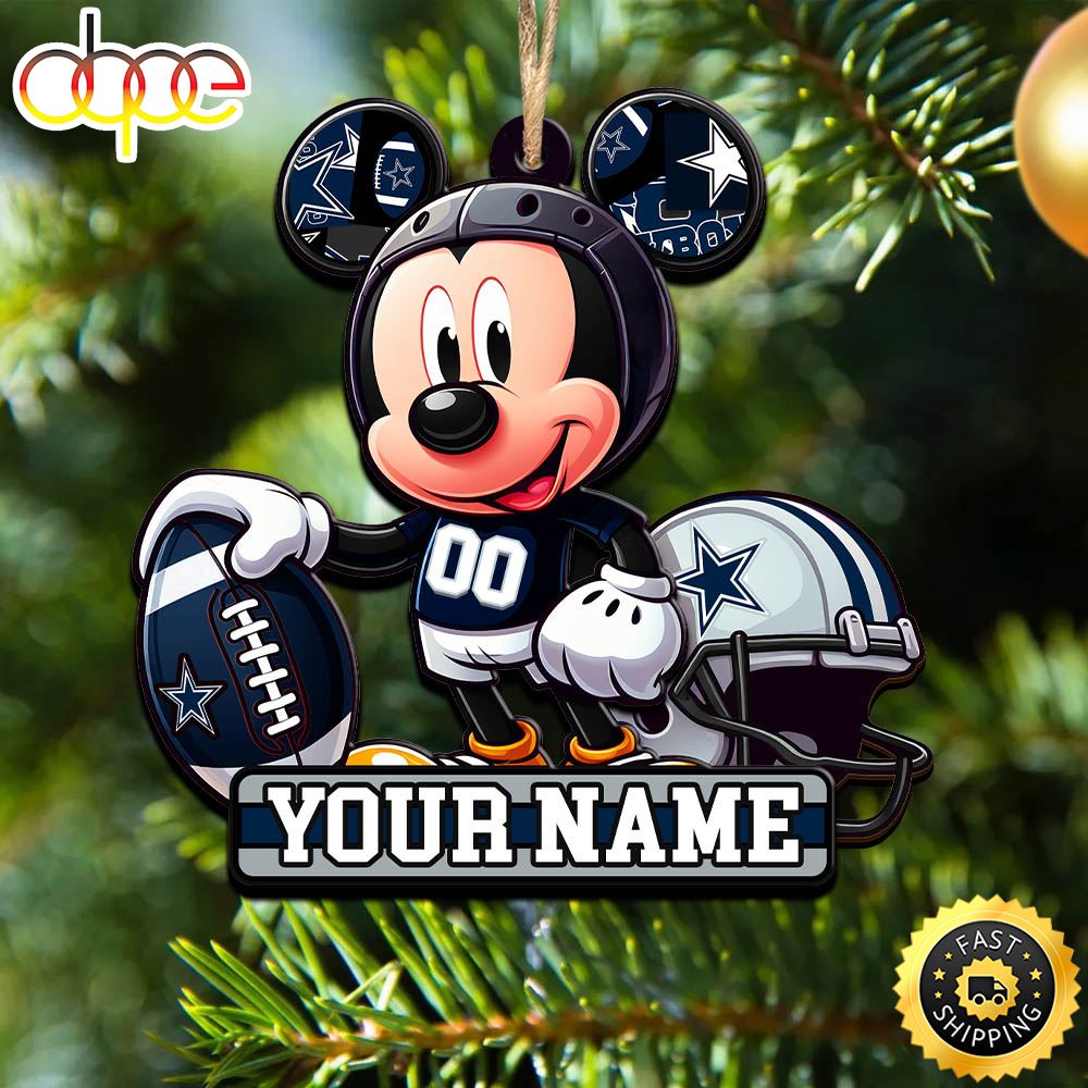 NFL Dallas Cowboys Mickey Mouse Ornament Personalized Your Name