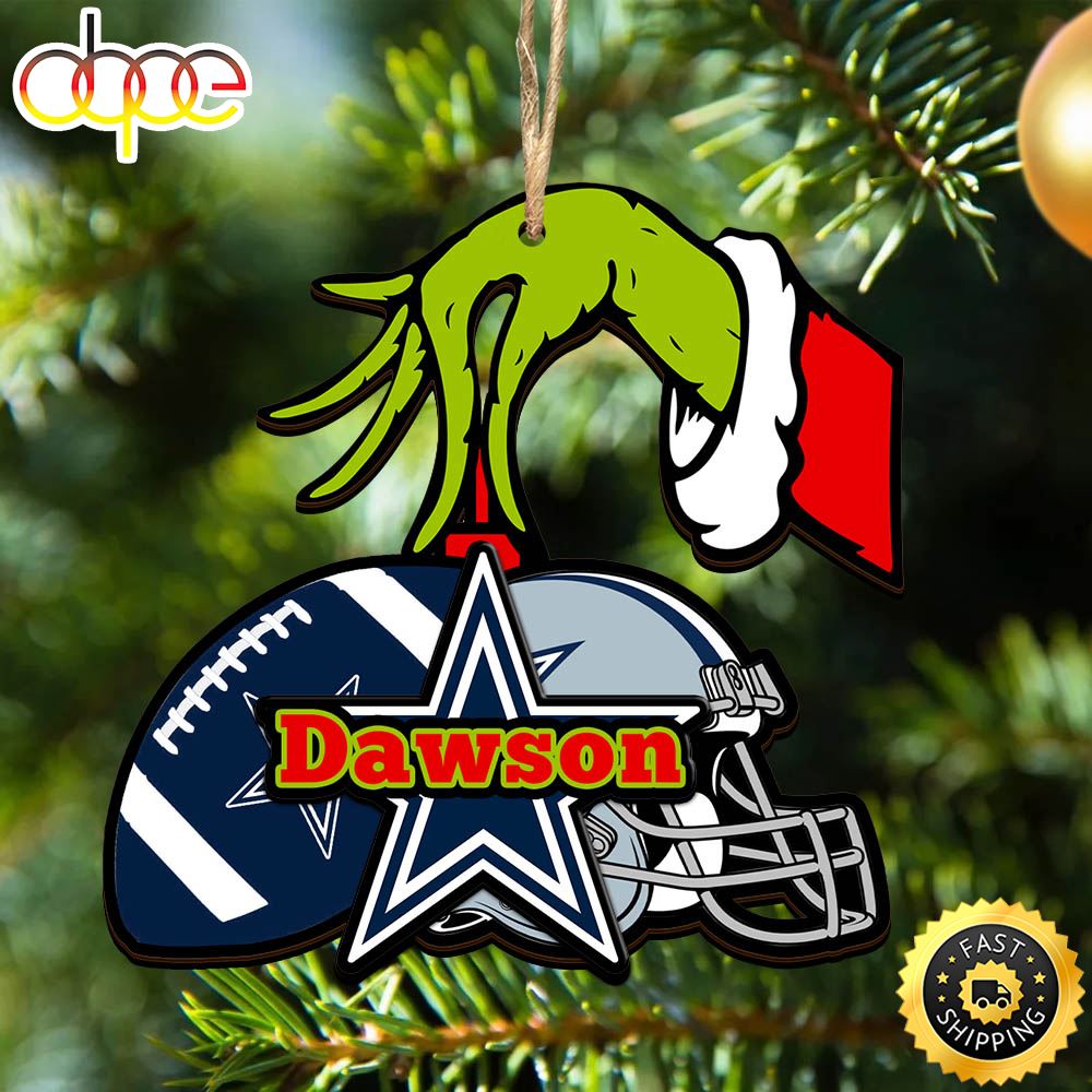 NFL Dallas Cowboys Personalized Your Name Grinch And Football Ornament Ikln1w
