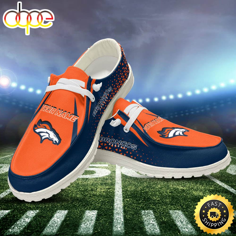 NFL Denver Broncos Sport Canvas Loafer Shoes Personalized Your Name