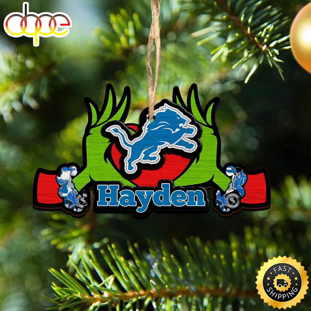 NFL Detroit Lions Grinch Christmas Ornament Personalized Your Name