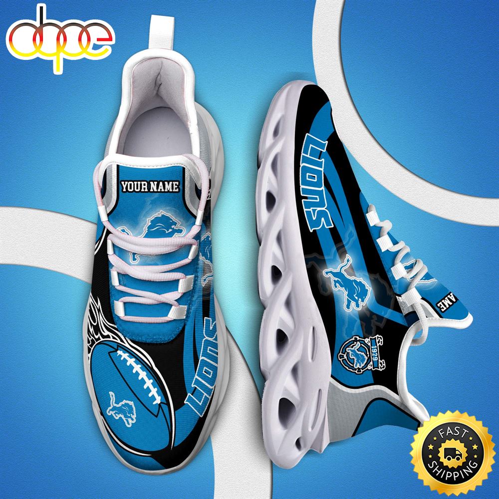NFL Detroit Lions White C Sneakers Personalized Your Name