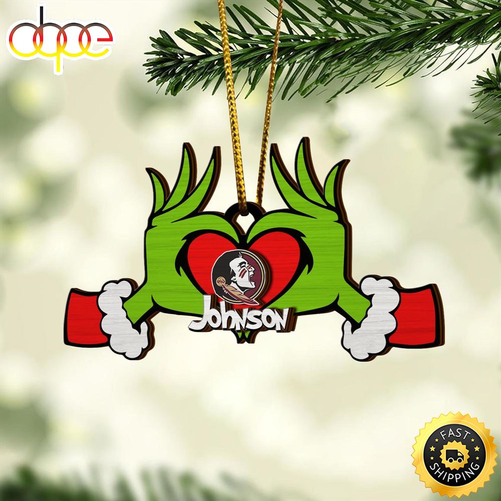 NFL Florida State Seminoles And Grinch Xmas Ornament Custom Your Name