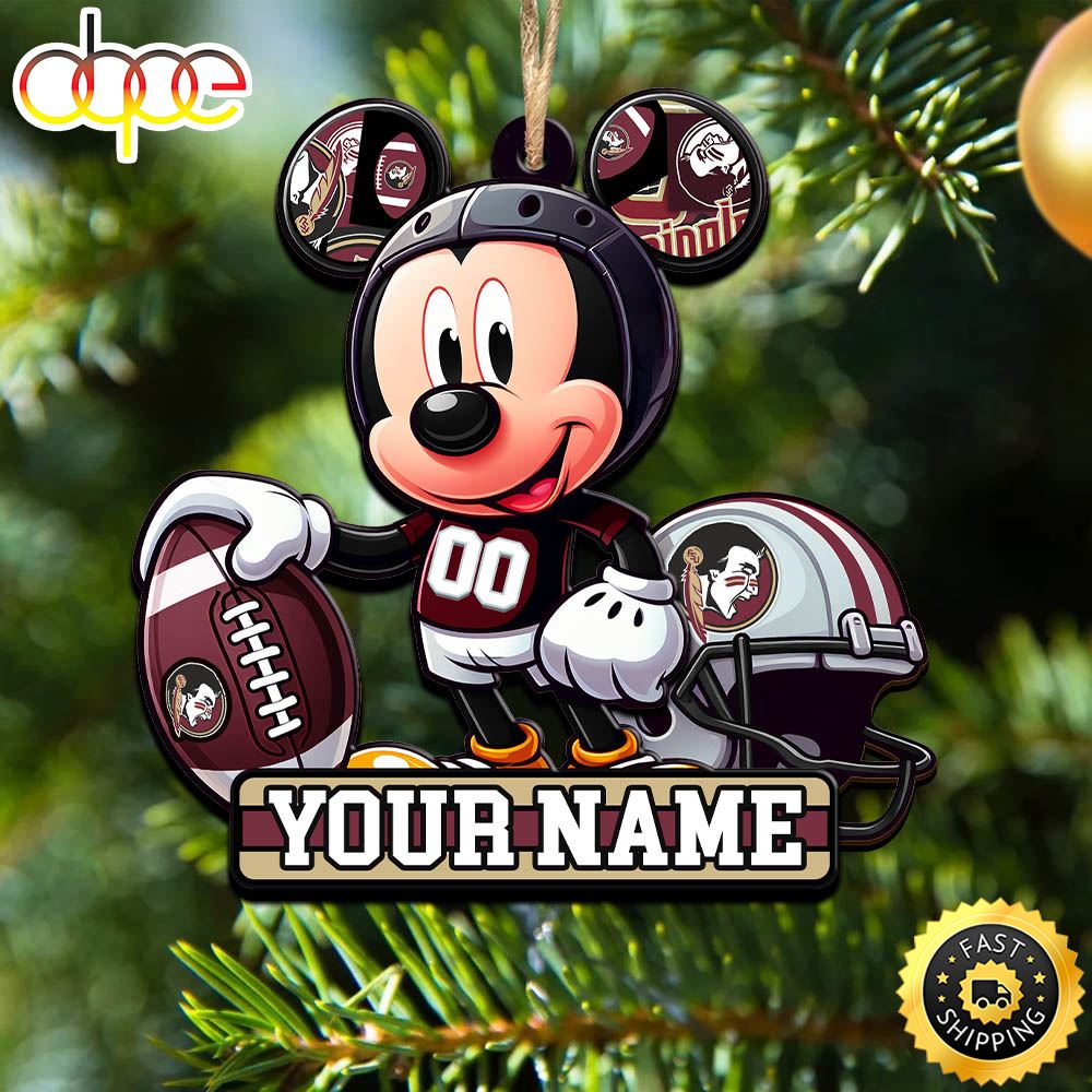NFL Florida State Seminoles Mickey Mouse Ornament Personalized Your Name