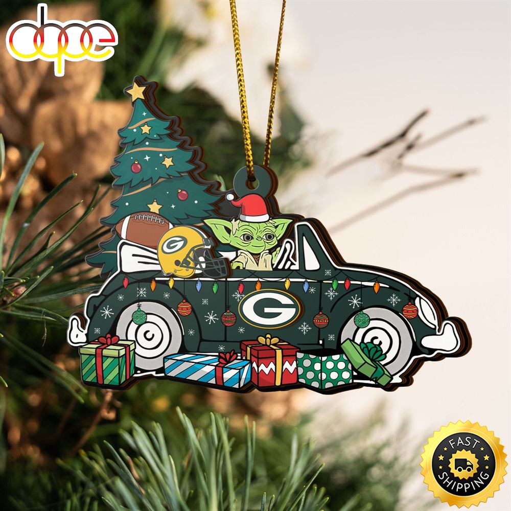 NFL Green Bay Packers And Baby Yoda Christmas Ornament