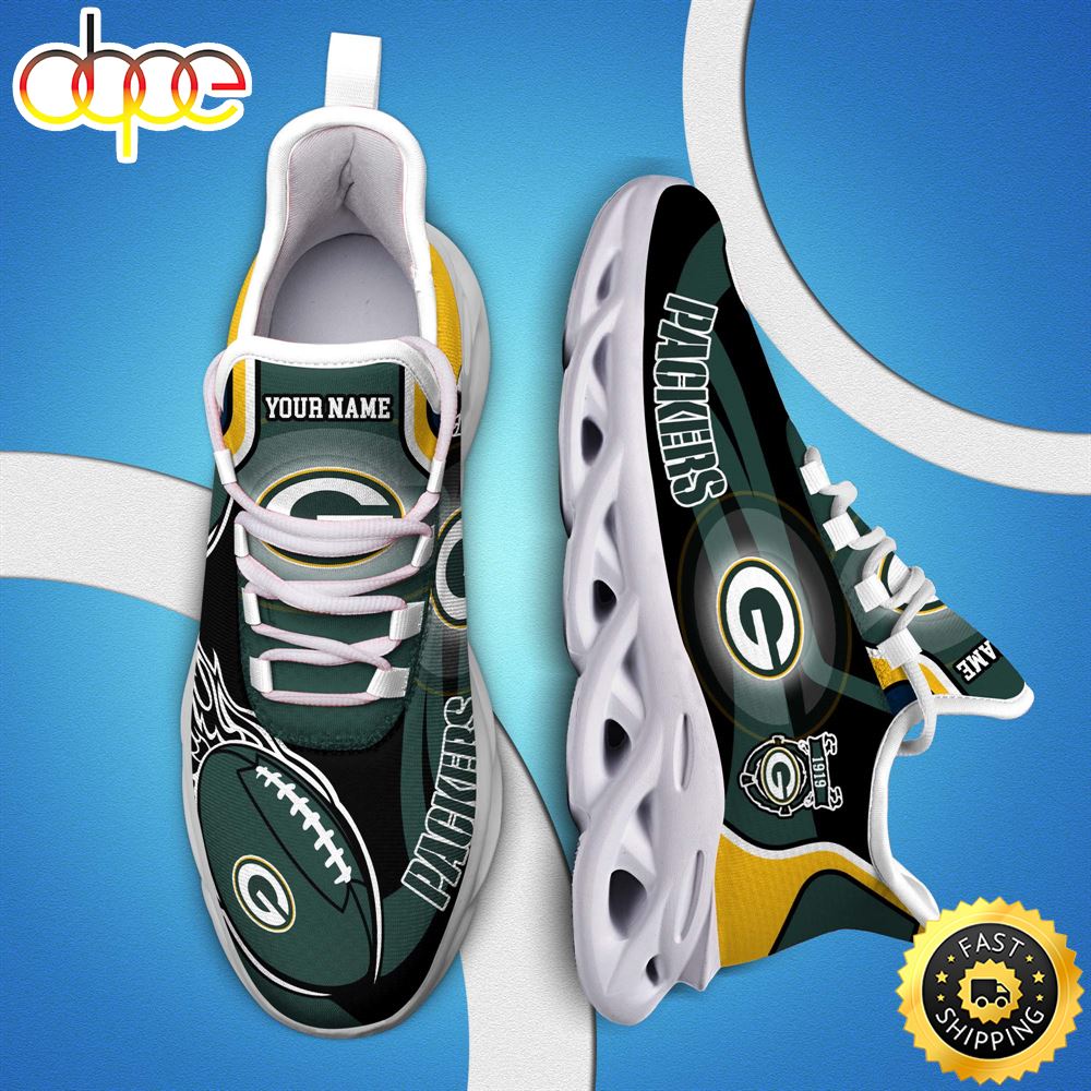 NFL Green Bay Packers White C Sneakers Personalized Your Name