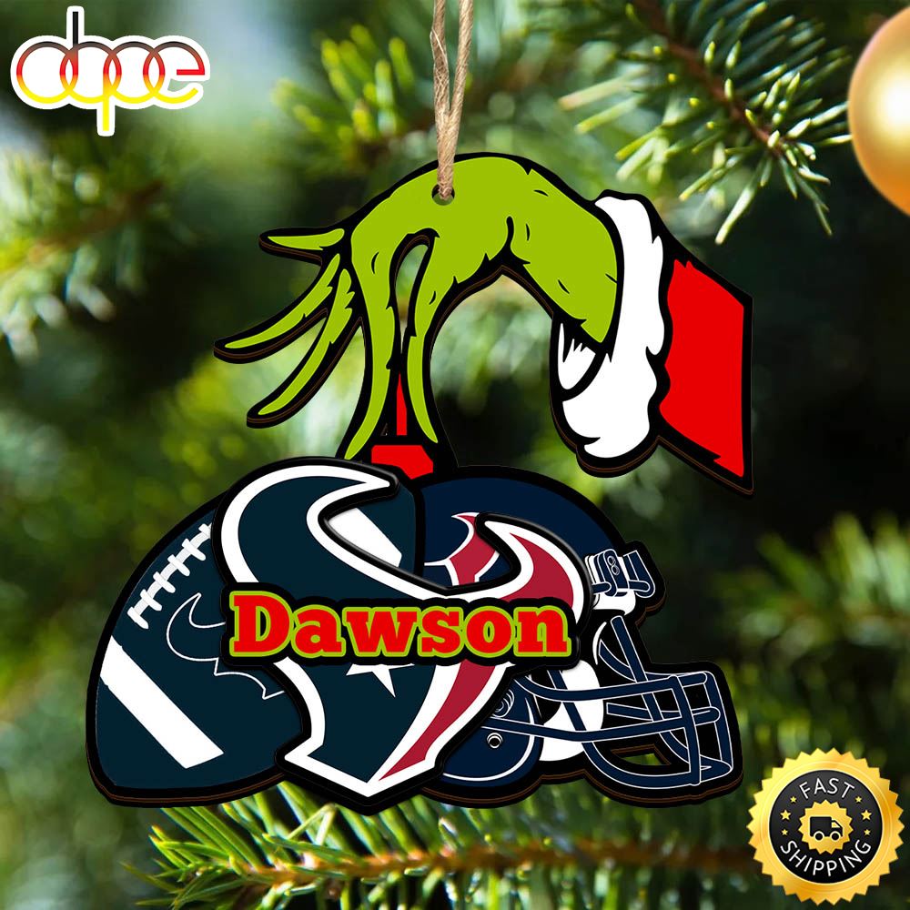 NFL Houston Texans Personalized Your Name Grinch And Football Ornament A5j8zh