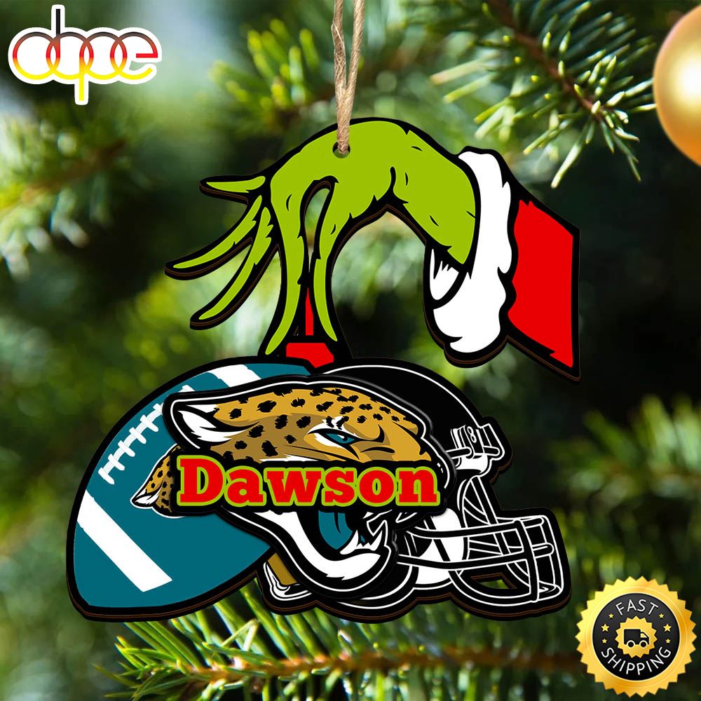 NFL Jacksonville Jaguars Personalized Your Name Grinch And Football Ornament Je2to9